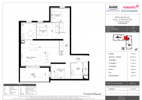 Appartement T4 - Loggia - 3 chambre - 1-er étage - Baignoire - WC séparé - Beaune 