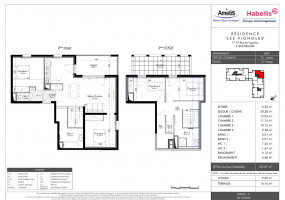 Appartement T5 - Loggia - Terrasse - 4 chambre - 2-ème étage - Baignoire - Douche - WC séparé - Beaune 